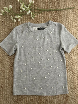 Grijs T-shirt van Bershka met pareltjes - maat S