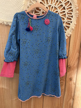 Blauw jurkje van Mim-pi met leuke accenten - maat 116