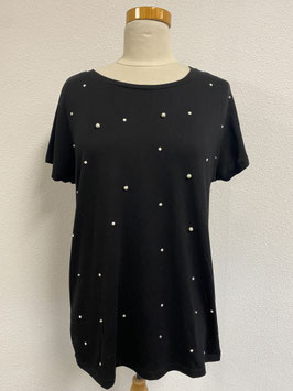 Zwart shirt met kralen in maat XL
