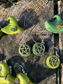 Boucles d'oreilles Pentacle … vert foncé