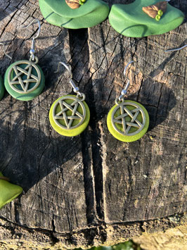 Boucles d'oreilles Pentacle … vert clair