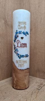 Taufkerze mit Holzelement "Liam"