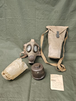 Maschera antigas Italiana, filtri, custodia - marchio 1936 ww2 (>AY)