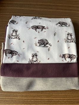 Jersey-Stoffpaket Waschbär -hell