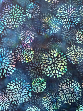 Patchworkstoff Batik Pusteblumen blau-türkis