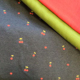 Melange-Jersey Kirschen dkl.blau-rot