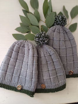 Strickmütze junge grau grün ku 44-50