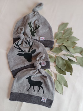 Knotenmütze tracht hellgrau hirsch