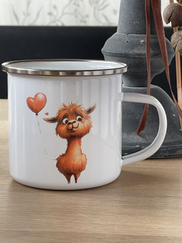 Emaille-Becher mit Alpakamotiv Crazy 108