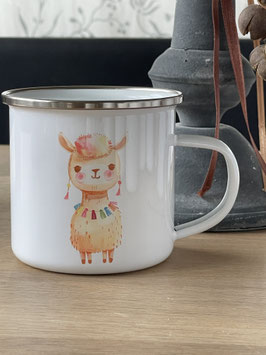 Emaille-Becher mit Alpakamotiv Kinder 1