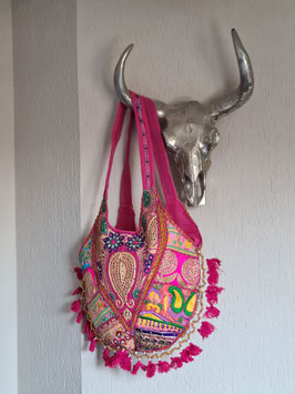 Halve Maan tas PINK patchwork