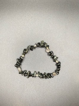 Onyx Splitter-Armband, 20 cm lang, elastisch Stretchband mit silberfarbigen Spacern, Splitter mittlere Größe - ohne Deko