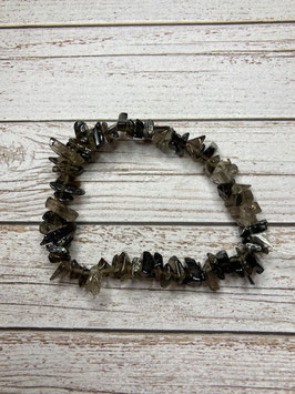 Rauchquarz Splitter Armband,  größere Splitter, elastisches Stretchband,  19 cm lang - ohne Deko