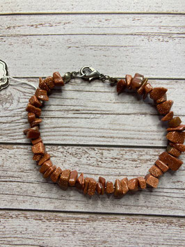 Goldfluss braun Splitterarmband,  19 cm lang mit silberfarbigem Karabinerverschluss - ohne Deko