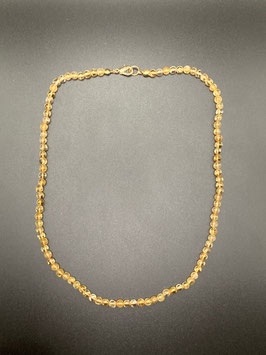 Citrin, gebrannter Citrin, Kugel Kette, 44 cm lang, mit goldfarbigem Karabinerverschluss, Kugeln 6 mm Durchmesser - ohne Deko