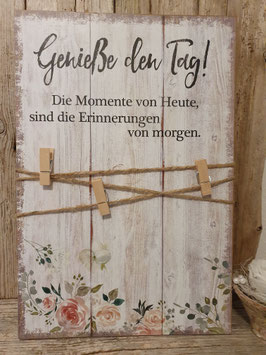 Schild mit Klammern "Geniesse den Tag" Art.3331