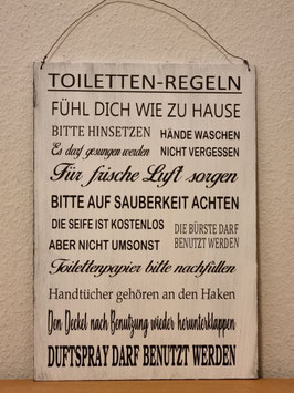 Holzschild Toilettenregeln