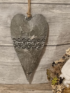 Herz Anhänger grau-weiss 14x7cm Art.3776