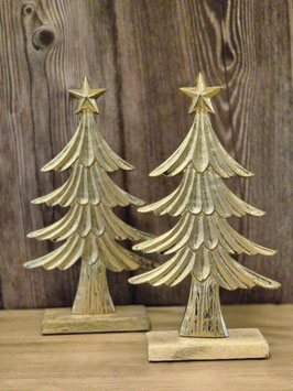 Tanne auf Holzsockel Gold Art.6455