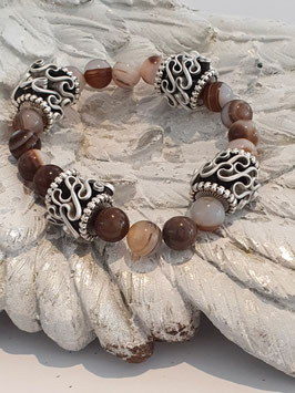 Armband mit Botswana Achat und Kaffeekapseln