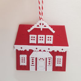 Schwedenhaus mit Gaube rot-weiß (ca. 7,5x7cm)