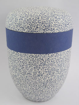 Urne: Blaue Streublumen mit Blauer-Banderole