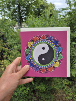 KG10 DUBBELE KAART YIN YANG MANDALA (MET ENVELOP) - KLEURRIJK GELUK