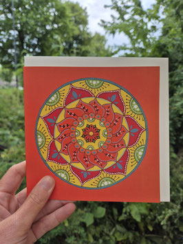 KG05 DUBBELE KAART ORANJE MANDALA (MET ENVELOP) - KLEURRIJK GELUK