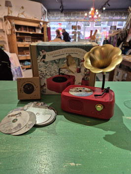 VINTAGE GRAMMOFOON PLATENSPELER MET KERSTLIEDJES - COPPENRATH