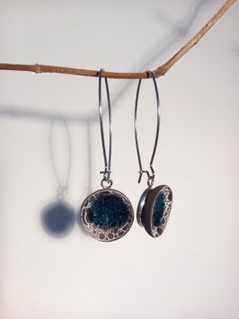 boucles d'oreilles longues "grand bleu" supports en inox et laiton argenté