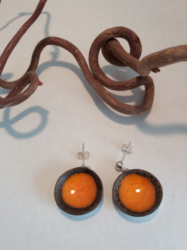 grandes boucles d'oreilles pendantes "magma" supports en laiton argenté