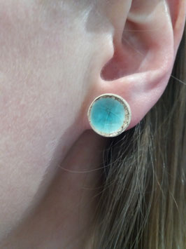 puces d'oreilles "turquoise" supports en laiton argenté