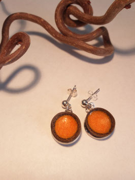 petites boucles d'oreilles pendantes "magma" supports en laiton argenté