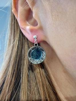 grandes boucles d'oreilles pendantes "grand bleu" supports en laiton argenté