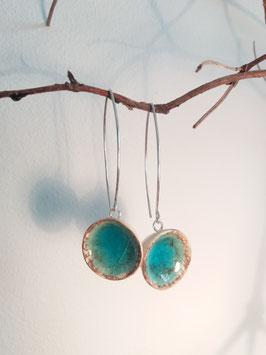 boucles d'oreilles longues "turquoise" supports en argent 925