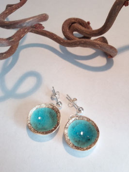 grandes boucles d'oreilles pendantes "turquoise" supports en laiton argenté