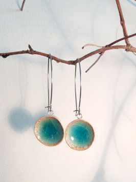 boucles d'oreilles longues "turquoise" supports en inox et laiton argenté