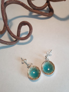 petites boucles d'oreilles pendantes "turquoise" support en argent 925