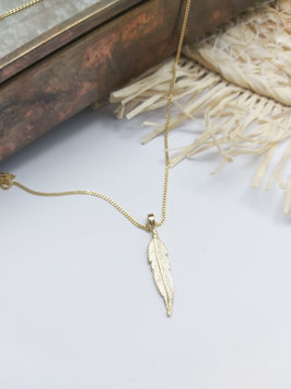 14 krt gouden collier 42cm  met gouden veertje
