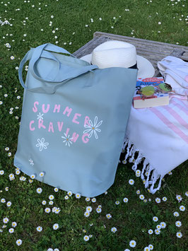 Grosse Tasche "Summer Craving", blau/grau