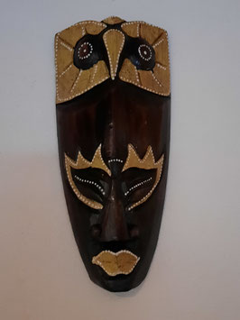 Holzmaske Braun/Gelb (Eule) mit Aufhänger (4)