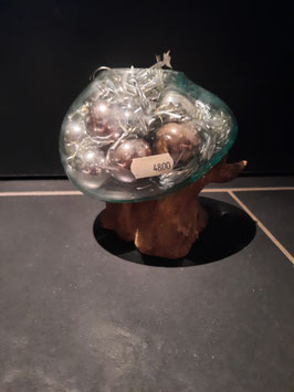 Glas auf Wurzelstock (Gamal Wood) S39 inkl. Weihnachtsdeko