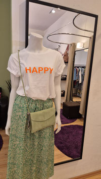 Shirt weiß, HAPPY neon orange