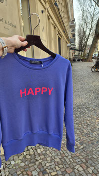 Pulli violet blue, HAPPY neon rot