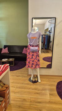 Shirt violett, CIAO neon orange