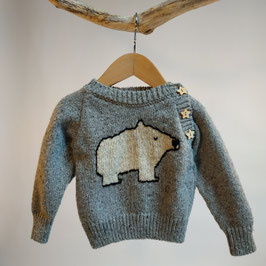 Pull jacquard RECYCLÉ  'ours' pour enfant 0 à 4 ans