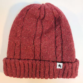 Bonnet torsades RECYCLÉ 'bordeaux' pour femmes