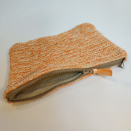 Pochette RECYCLÉE  'orange corail' à zip pour femme