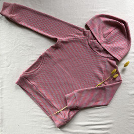 Hapilu Hoodie mit Seitentaschen 110/116, Hibiskus/graues Hahnentrittmuster