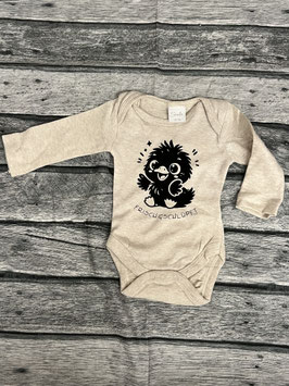 Body Langarm Gr. 50/56 hellbraun/ beige meliert, frisch Gschlüpft